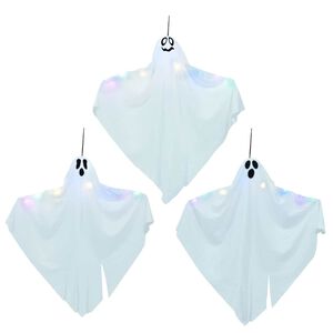 vidaXL Hängender Halloween Geist mit 3 LEDs 3 pcs Weiß Polyester
