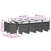 vidaXL 13-teiliges Garten-Ess-Set mit Kissen, grau, Polyrattan