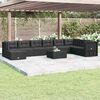 vidaXL 9-tlg. Garten-Lounge-Set mit Kissen Schwarz Poly Rattan