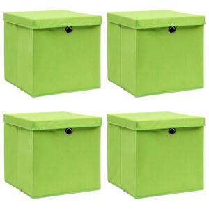 vidaXL Aufbewahrungsboxen mit Deckeln 4 Stk. Gr&uuml;n 32x32x32 cm Stoff