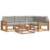 vidaXL Outdoor-Sofagarnitur mit Kissen 5 pcs Nat&uuml;rlich und Hellgrau