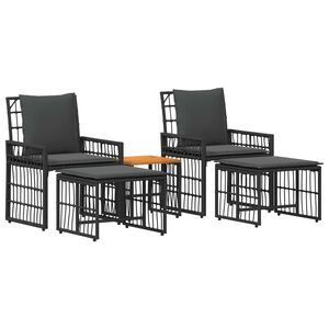 vidaXL Gartenm&ouml;bel Set 5 pcs Schwarz und Dunkelgrau