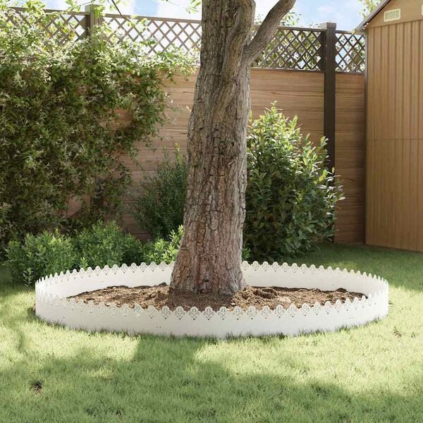 vidaXL Rasenkanten 10 pcs Wei&szlig; 103 x 0,05 x 22 cm Stahl