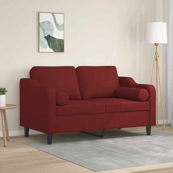 vidaXL 2-Sitzer-Sofa mit Kissen Weinrot 120 cm Stoff