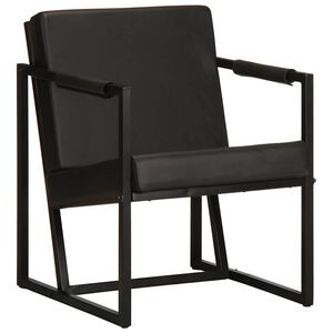vidaXL Sessel Schwarz Echtleder