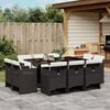 vidaXL 11-tlg. Garten-Essgruppe mit Kissen Schwarz Poly Rattan