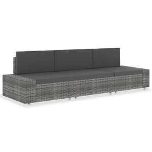 vidaXL Modulares 3-Sitzer-Sofa Poly Rattan Grau