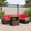 vidaXL 6-teiliges Gartensofa-Set mit Kissen, braun, Polyrattan