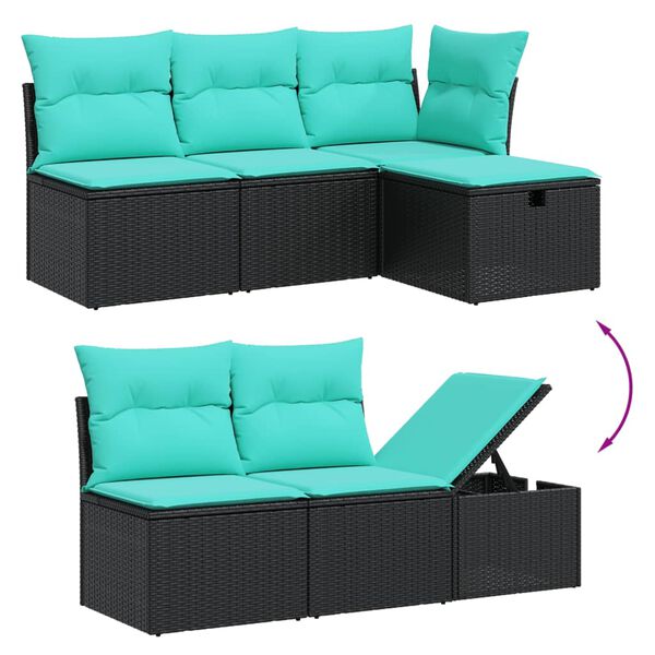 vidaXL 5-tlg. Garten-Sofagarnitur mit Kissen Grau Poly Rattan
