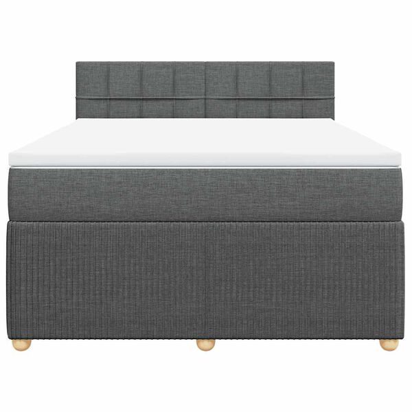 vidaXL Boxspringbett mit Matratze Dunkelgrau 140x200 cm Stoff