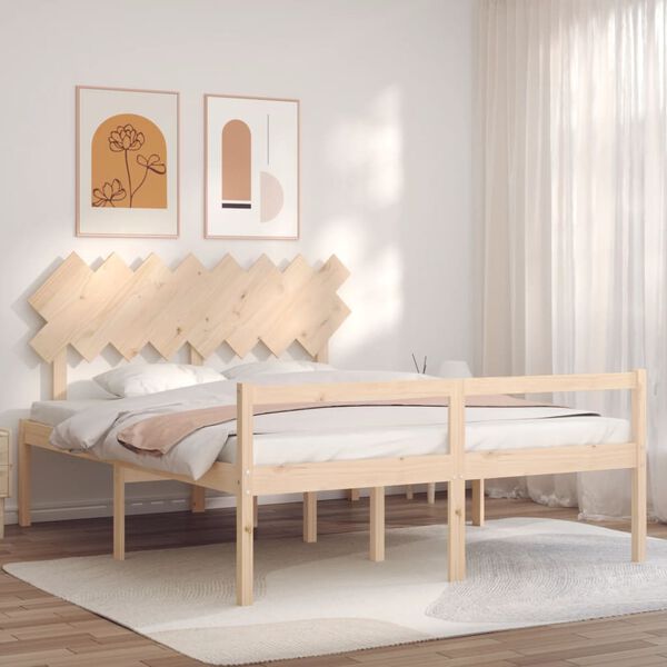 vidaXL Seniorenbett mit Kopfteil 160x200 cm Massivholz