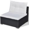 vidaXL 6-tlg. Garten-Lounge-Set mit Auflagen Poly Rattan Schwarz