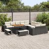 vidaXL Gartensofa-set mit Kissen 13 pcs Schwarz und Creme Poly-Rattan