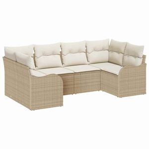 vidaXL Garten-Sofa-Set 6 stk. Beige und Wei&szlig; Poly Rattan