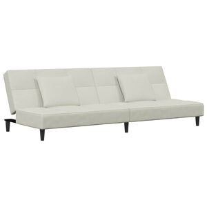 vidaXL Schlafsofa 2-Sitzer mit 2 Kissen Creme Samt
