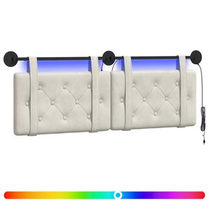 vidaXL H&auml;ngendes Kopfteil Mit LED Licht Creme Samt