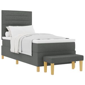 vidaXL Boxspringbett mit Kopfteil Dunkelgrau 200 x 90 cm Stoff