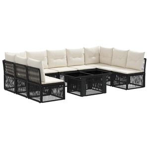 vidaXL Gartensofa-set 10 stk. Schwarz Poly-Rattan