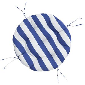 vidaXL Kissen Rund Blau & Wei&szlig; Gestreift &Oslash; 60 x11 cm Oxford-Gewebe