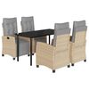 vidaXL 5-tlg. Garten-Essgruppe mit Kissen Beigemischung Poly Rattan