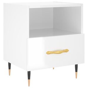 vidaXL Nachttisch Hochglanz-Wei&szlig; 40x35x47,5 cm Holzwerkstoff