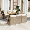 vidaXL 7-tlg. Garten-Sofagarnitur mit Kissen Beige Poly Rattan