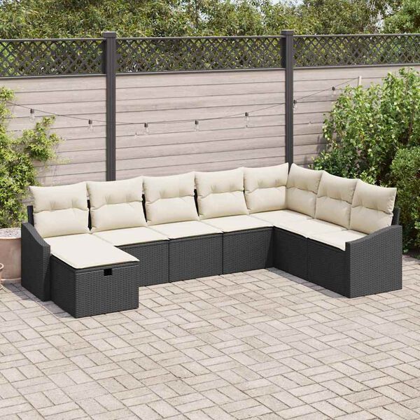 vidaXL Garten-Sofa-Set 8 pcs Schwarz 55 x 62 x 69 cm Poly Rattan