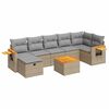 vidaXL 8-tlg. Garten-Sofagarnitur mit Kissen Beige Poly Rattan