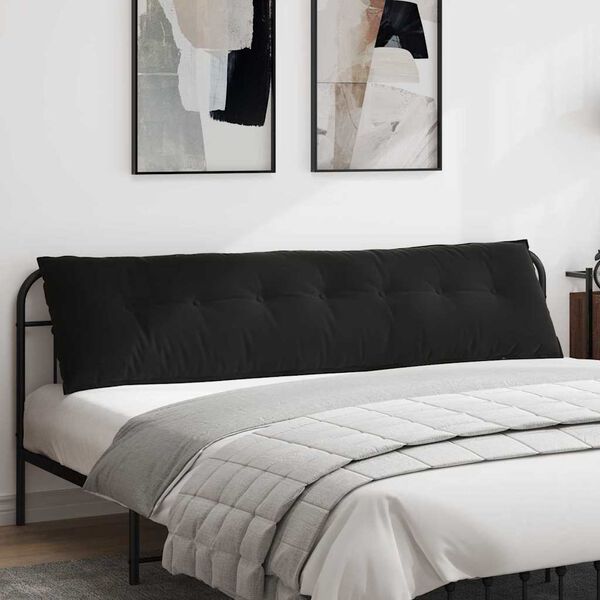 vidaXL Rücken Kissen Schwarz 200 x 50 cm Cordstoff
