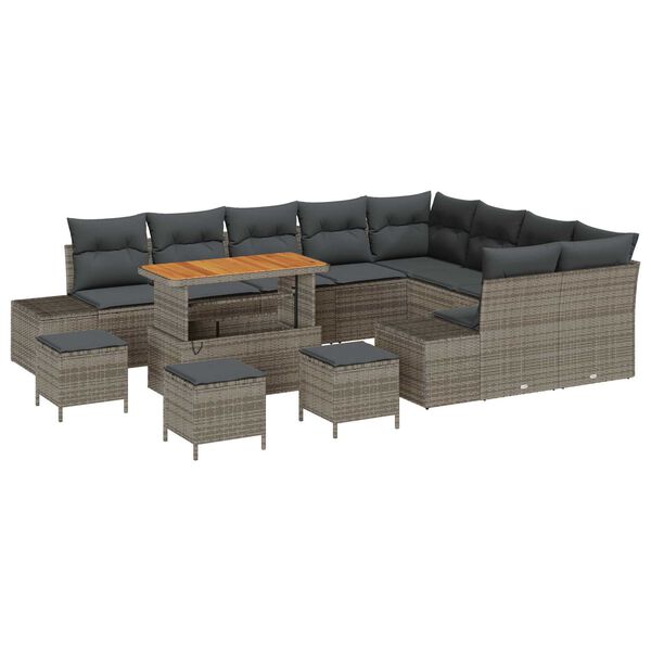 vidaXL Garten-Sofa-Set mit Kissen 13 pcs Hellgrau und Dunkelgrau