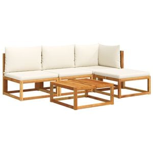 vidaXL 5-tlg. Gartensofa-Set mit Kissen Holz Akazie & Rattan