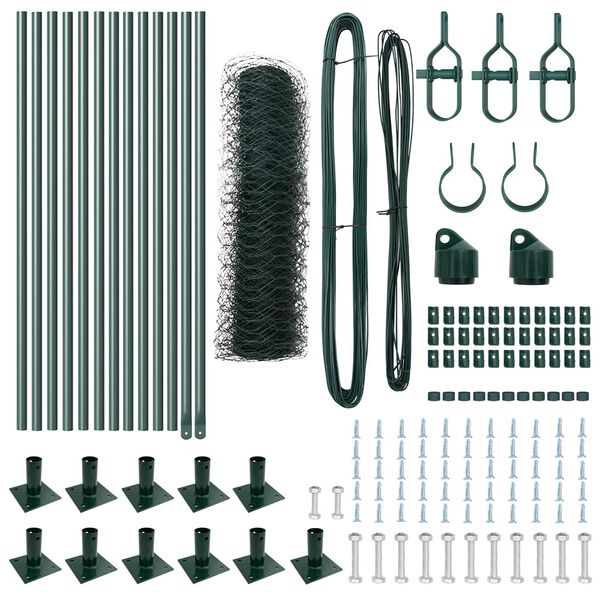 vidaXL Zaunpfosten Grün 25 x 0,4 m (50 mm Mesh) Stahl und PVC