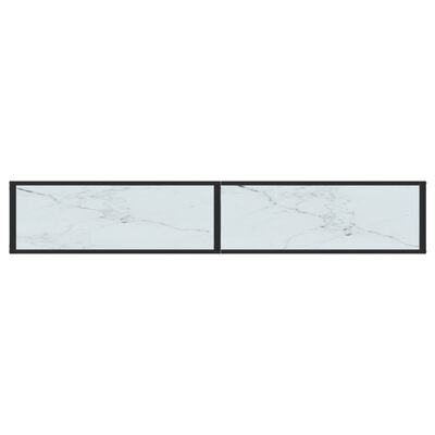 vidaXL Konsolentisch Weiß Marmor-Optik 200x35x75,5 cm Hartglas