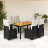 vidaXL 7-tlg. Garten-Bistro-Set mit Kissen Schwarz Poly Rattan