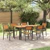 vidaXL Garten Essgruppe 7 pcs Schwarz Massivholz Akazie