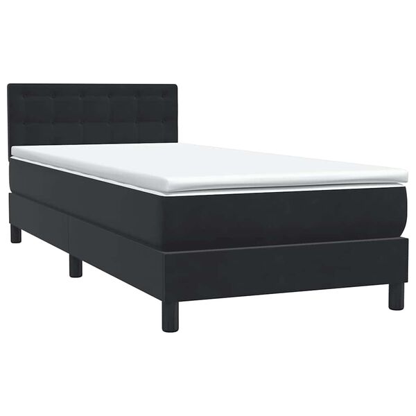 vidaXL Boxspringbett mit Matratze Schwarz 90x210 cm Samt