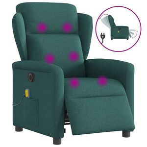 vidaXL Massagesessel Elektrisch Dunkelgr&uuml;n Stoff