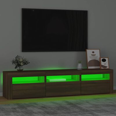 vidaXL TV-Schrank mit LED-Leuchten Braun Eichen-Optik 180x35x40 cm