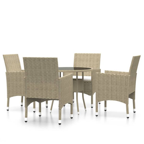 vidaXL 5-tlg. Garten-Essgruppe Poly Rattan Beige