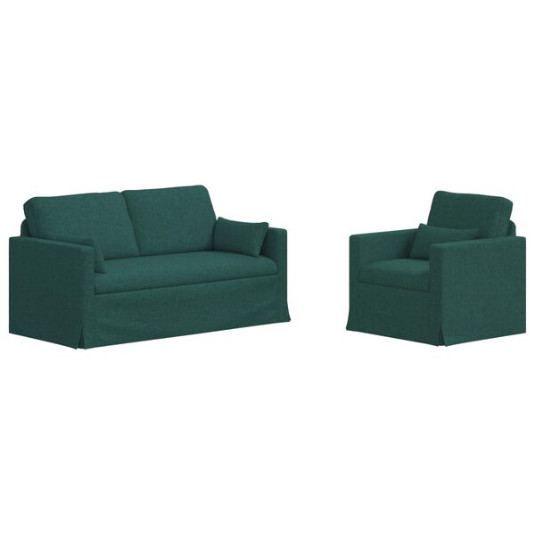vidaXL Sofa 2 pcs Dunkelgr&uuml;n 158 x 78 x 80 cm Stoff