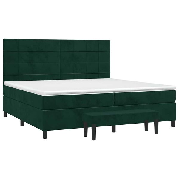 vidaXL Boxspringbett mit Matratze Dunkelgr&uuml;n 200x200 cm Samt