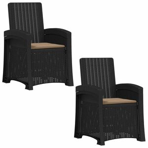 vidaXL Liegesessel Garten Rattan-Optik 2 stk. Anthrazit und Taupe PP