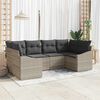 vidaXL Sofa Set mit Kissen 6 pcs Hellgrau Poly Rattan