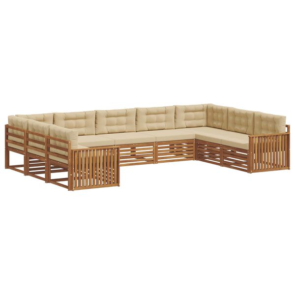 vidaXL Sofagarnituren 9 pcs Natur und Beige Massivholz Akazie