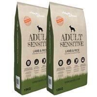 vidaXL Trockenfutter für Hunde Adult Sensitive Lamb & Rice 2 Stk 30 kg