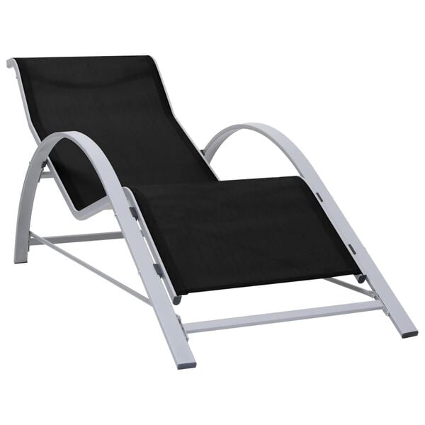 vidaXL Sonnenliegen 2 Stk. mit Tisch Aluminium Schwarz