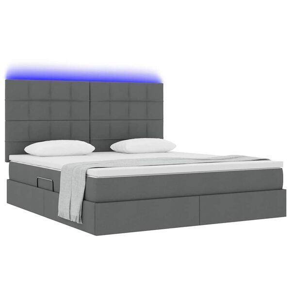 vidaXL Bett mit Stauraum und LED Dunkelgrau 180 x 200 cm Polyester