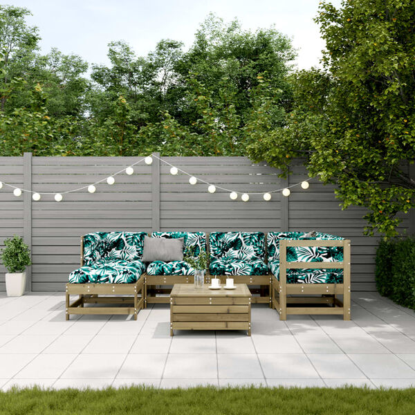 vidaXL 7-tlg. Garten-Lounge-Set mit Kissen Impr&auml;gniertes Kiefernholz