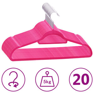vidaXL 20 Stk. Kleiderb&uuml;gel-Set Anti-Rutsch Rosa Samt