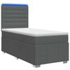 vidaXL LED Boxspringbett mit Matratze Dunkelgrau 80 x 200 cm Stoff